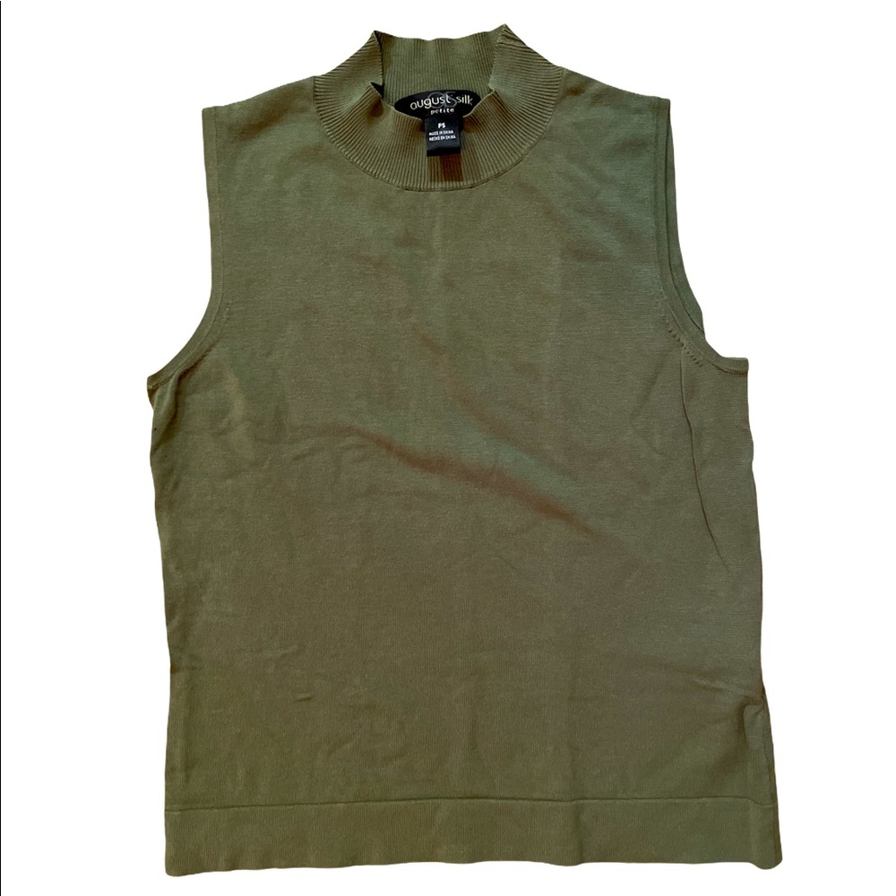 August Silk Olive Sleeveless Turtleneck Sweater PS